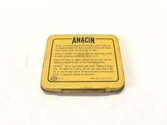 VINTAGE WHITEHALL PHARMACAL CO. ANACIN TABLETS YELLOW EMPTY TIN NO TABLETS USED