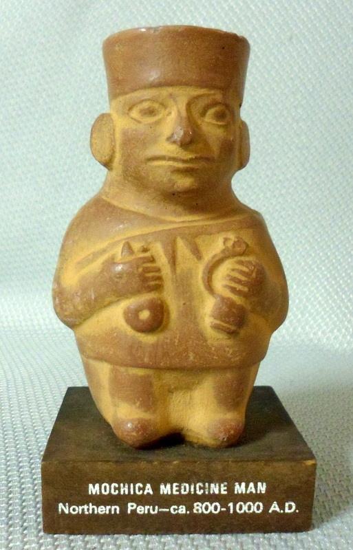 Tinactin Drug Rep Mochica Medicine Man Peru Red ware Clay Figure