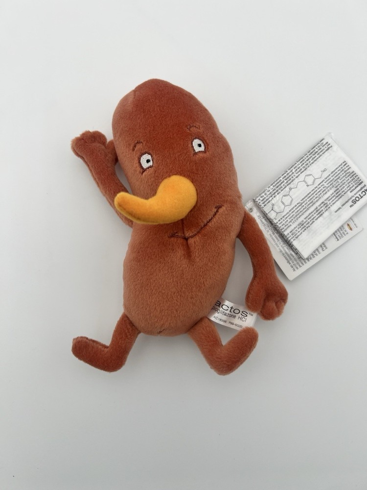 Kidney Actos Pioglitazone Plush Beanie Medical Advertising Promo Diabetes 7 inch