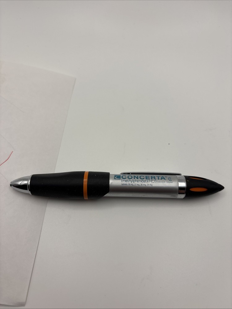 Concerta Pen Clic Pharmaceutical Rep Drug Promo Advertising Red Ink Metal