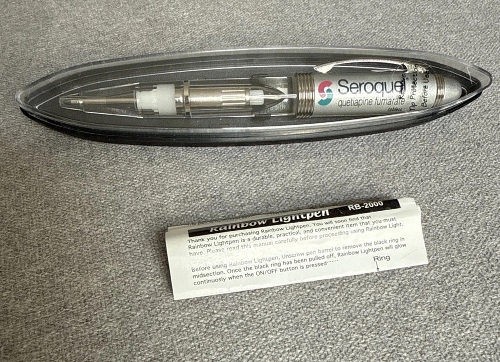 Seroquel Rainbow Lightpen RB-2000 Light Up Pen Includes Case, Batteries, Tool