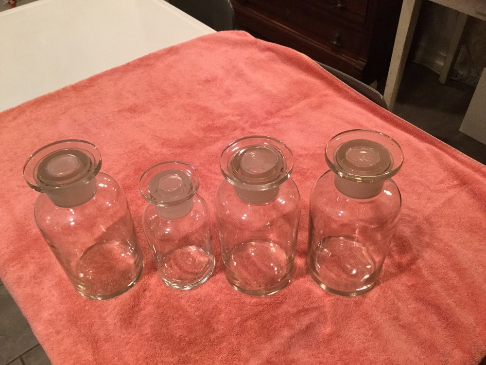 3 LARGE and 1 SMALL ANTIQUE GERMANY APOTHECARY JARS