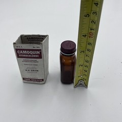 RARE Camoquin Parke Davis Malarial Amber Glass Medicine Bottle EMPTY