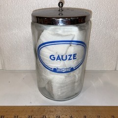 Grafco Medical Apothecary Glass Jars w/ blue letters Gauze