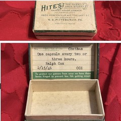 HITES DRUG STORE ~ Pittsburgh PA …Vintage 1946 Drug Store Prescription Pill Box
