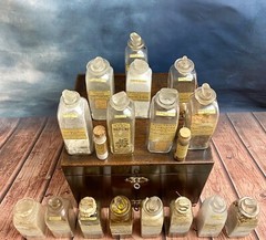 ANTIQUE 1850 APOTHECARY CABINET MEDICINE CHEST JARS *SNOW HILL LONDON* CONTENTS