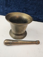 Vintage Brass Coricidin Mortar & Pestle Heavy RARE UNIQUE