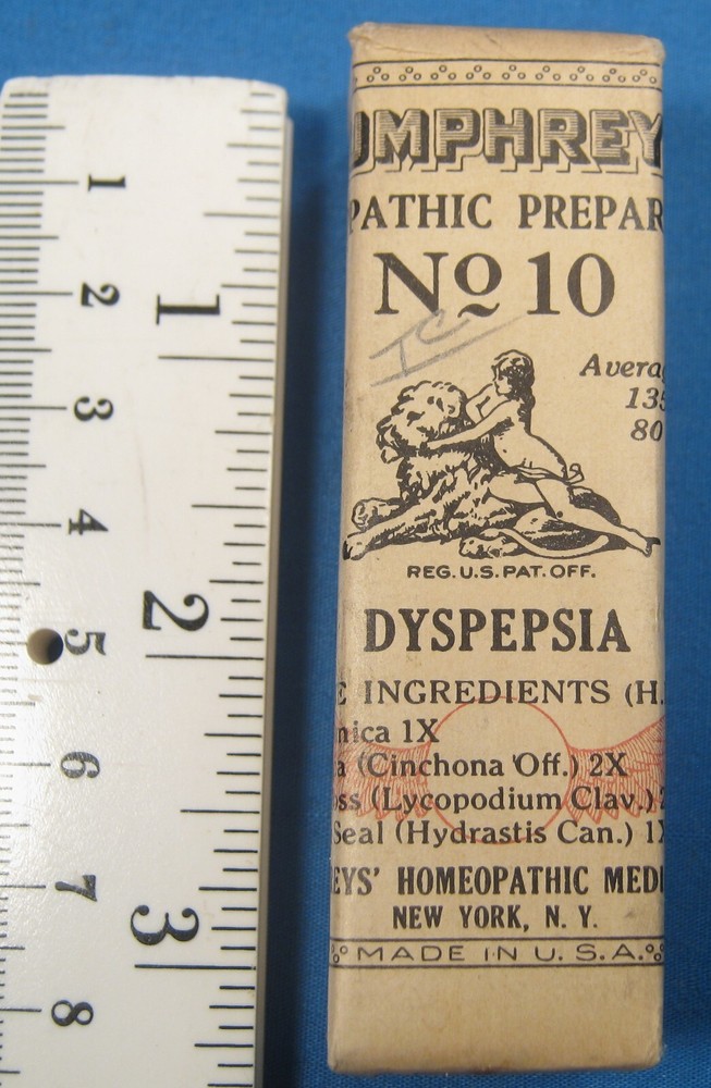 VINTAGE HUMPHREY’S No. 10 DYSPEPSIA PACKAGE STILL SEALED FREE SHIPPING