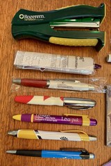Pharmaceutical Drug Rep Lot of 23 – Metal Pens Penlights Note Pads Stapler