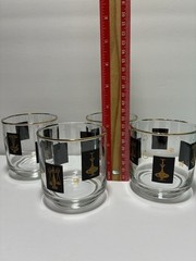 MCM Medical Pharmacy Libbey Glasses Black & 22 KT Gold 7 Tall 7 Medium 4 Short