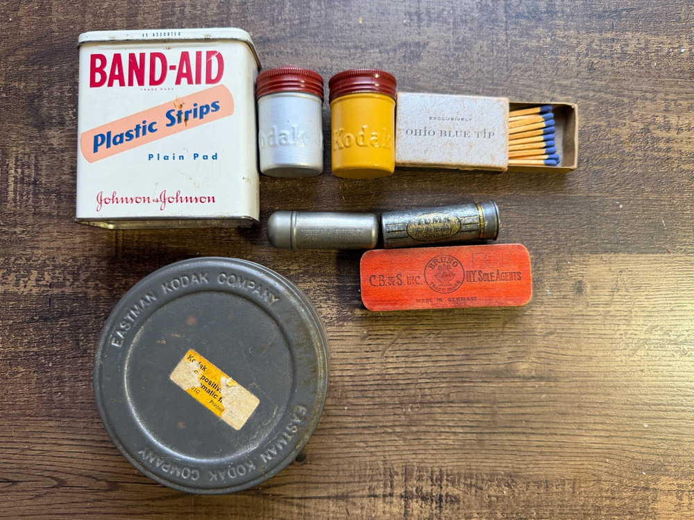 Vintage Lot of Tins MatchBook Advertising – Tums Kodak Band-Aid Ohio Blue Tip