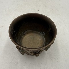 Vintage Brass Mortar and Pestle, Lion Head Design, 2” Tall