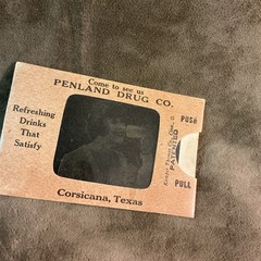 Rare 1920s black & white 3-D image movable PENLAND Drug company Corsicana TX