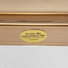 Upjohn Desk Name Plate Holder Gold Pharmacist Medical Vintage