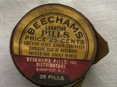 BEECHAMS Laxative PILLS VINTAGE TUBE, BLOOMFIELD, NEW JERSEY