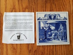 BLUE DELFT SCHOONHAVEN HOLLAND HANDMADE PILL TILE 1990 BURROUGHS WELLCOME CO.