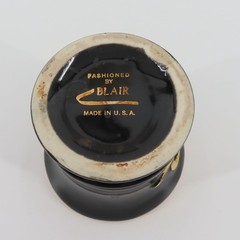 VTG Fashioned by Blair Black Gold Ceramic Mortar Vase 3.1in Tall NO PESTLE USA