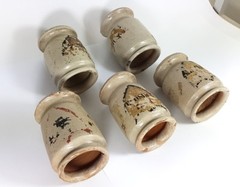 5 Rare Pharmacy Vessels / Cups, Ceramic, Southern Germany, About 1850 AL479
