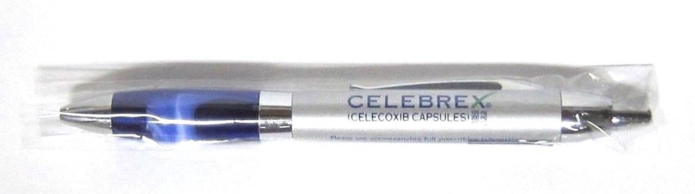 Drug Rep CELEBREX Collectible Metal Pen with Blue Marble Design RARE