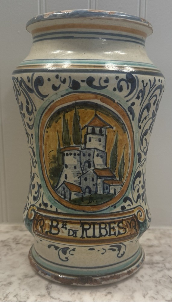 Italian Maiolica Pottery Albarello Pharmacy Drug Jar