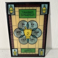 Vintage Schering Pharmacy Stained Glass Advertising Sign