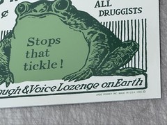 FROG IN YOUR THROAT Porcelain Sign PHARMACY DRUGGIST VINTAGE 1986 NOS 6X9