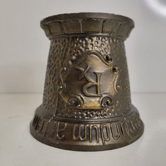Vtg Coricidin Heavy Brass 4″ Tall Mortar & 6″ Pestle Apothecary Pharmacy Rx