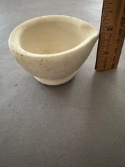 WARRANTED ACID-PROOF UNGLAZED WHITE CERAMIC MORTAR MADE IN ENGLAND VTG