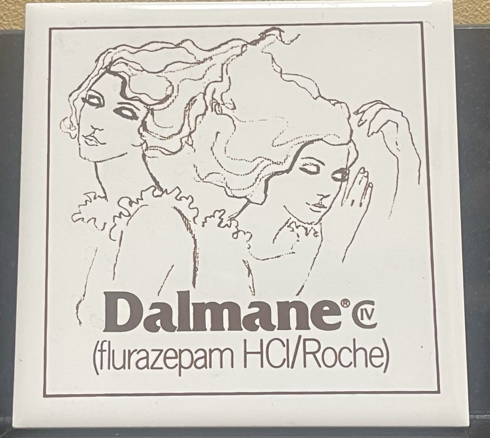 DALMANE Flurazepam Advertisement Coaster Tile Retro Pharmaceutical Roche