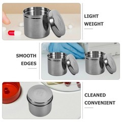 2PCS Silver Stainless Steel Jars, 3.14 Inch, Iodine Gauze Iodophor Holder