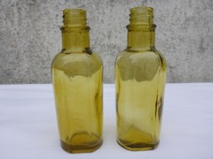 2 X Old Small Green Medicine Glass Pharmacy Bottle Approximately 9.7 Cm Green