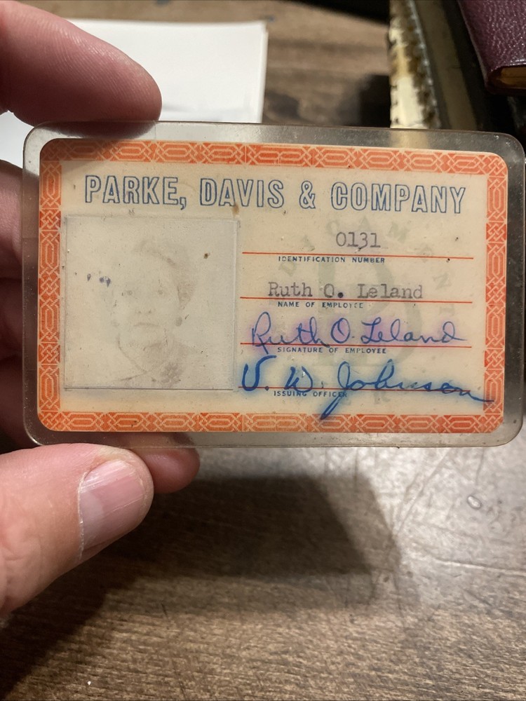 Rare Parke Davis And Company Employee ID Badge Medical Pharmaceutical 1960s