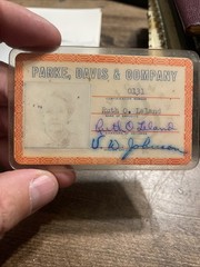 Rare Parke Davis And Company Employee ID Badge Medical Pharmaceutical 1960s