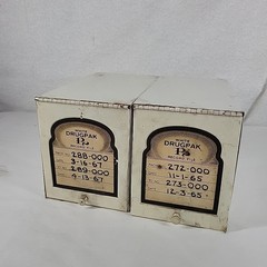 VTG Pharmacy Prescription File Box (2) w/100s of Drug Scripts California 1960s