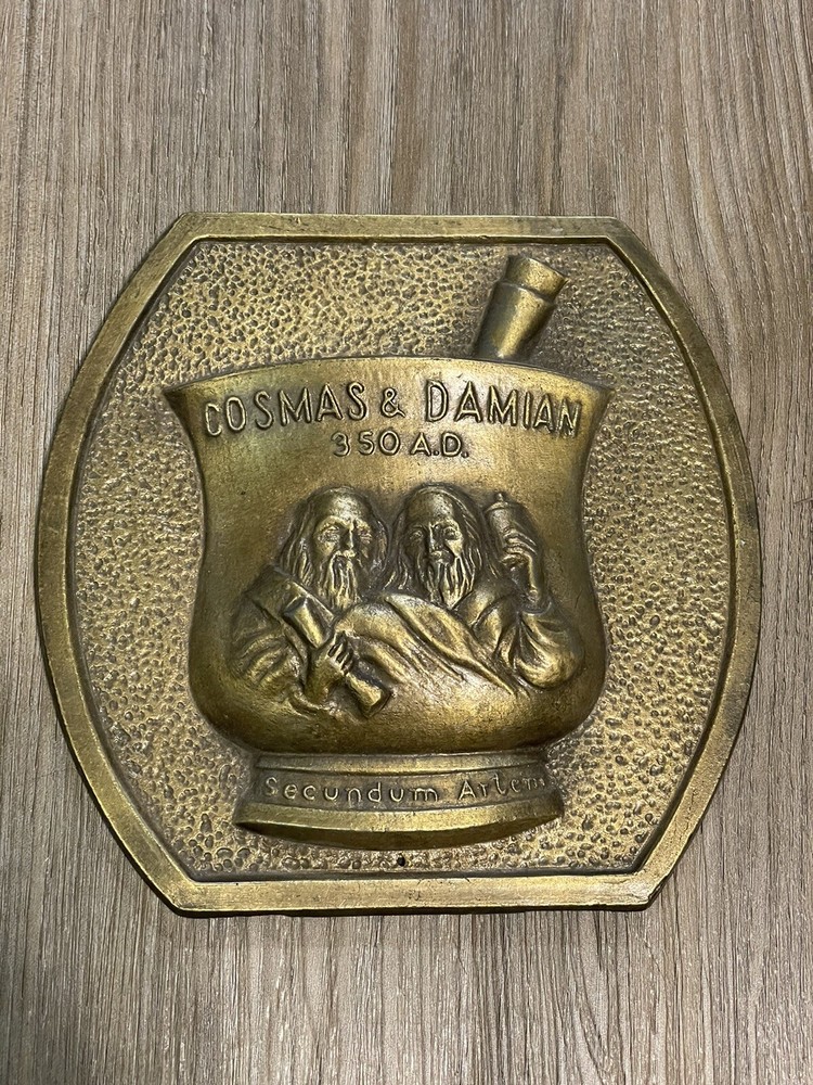 Cosmas & Damian Secundum Artem 350 AD 1980 Small Embossed Sign