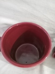 Rare pharmacy Kiln Craft Staffordshire England Maroon Red Mugs Set 2 12.Oz Mug