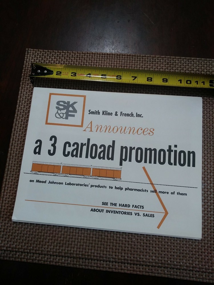 Vtg 1960’s Smith Kline & French Inc Promotional Flyer 3 Carload Promotion