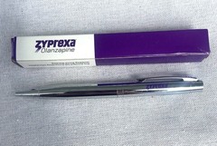 ZYPREXA Pharmaceutical DRUG REP METAL POINT PEN Heavy New In box Black Ink