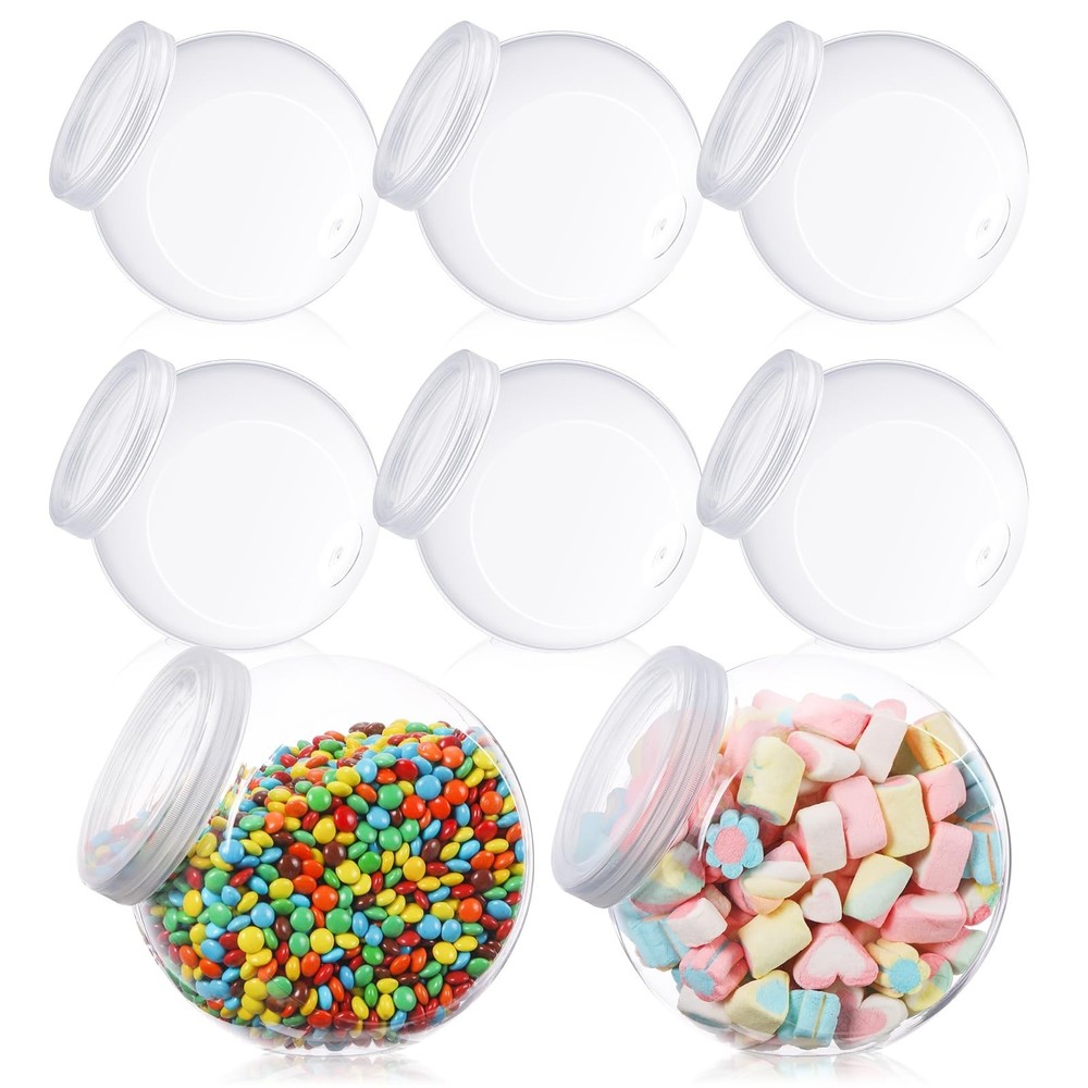 Sunnyray 8 Pcs 51 oz Plastic Candy Jars with Lids Plastic Candy Jars for Cand…