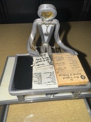 Vtg Carl Goeller Doctor Industrial Note Holder Metal Medical Sculpture Office