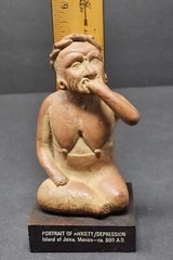 Vtg Portrait Of Anxiety/Depression Etrafon Promo Clay Figurine Mexico ca 800 AD