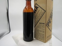 BW – 1950’s Pe-Ru-Na Iron Tonic Chicago Ill 8 5/8 “ Amber Medicine bottle