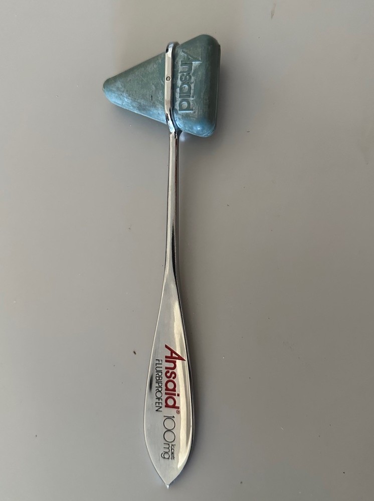 Vintage Ansaid Drug Rep Advertisement reflex Hammer, Blue And Silver