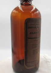 MM – 1940’s Eli Lilly Orange Peel Soluble Indianapolis 8″ Amber Medicine bottle