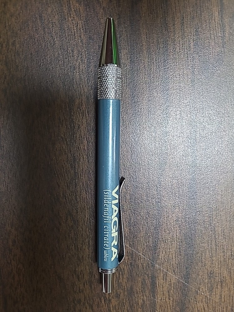 VIAGRA DRUG REP PEN BLUE HEAVY METAL RETRACTABLE REFILLABLE