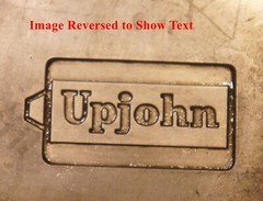 1976 UPJOHN Pharmaceutical Adv Key Fob STEEL STAMPING DIE Robbins RX49