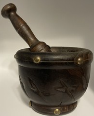 Vintage Apothecary Pharmacy Carved Wood Pestle and Mortar Rx Estate