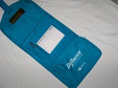 VINTAGE PFIZER DIFLUCAN PROMOTIONAL UTILITY BAG NOTE PAD-PEN CANVAS TEAL BLUE