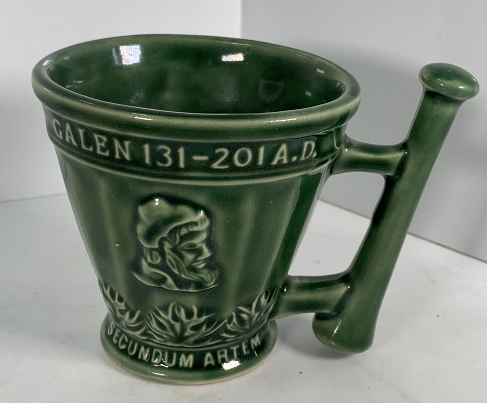 Vtg Coricidin RX Pharmacy Adv Mortar & Pestle Mug Schering McCoy Pottery