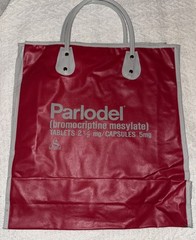 Sandoz Parlodel Bromocriptine Tote Bag Vinyl Drug Rep Pharmaceutical Promo Tear